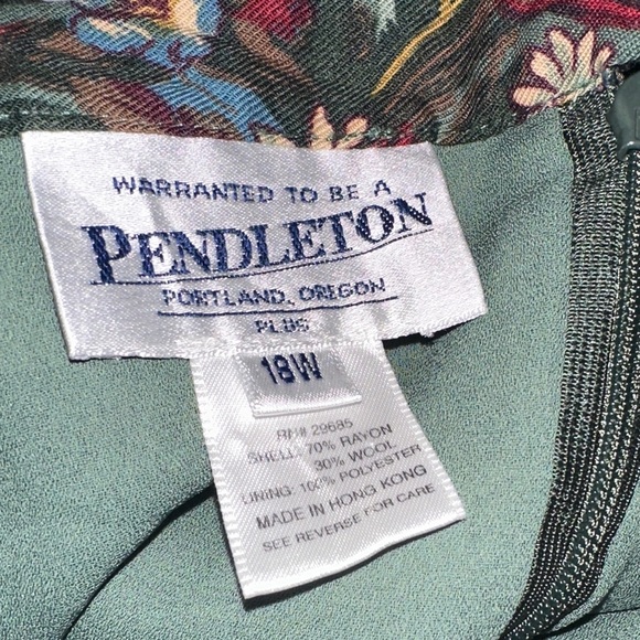 Vintage Pendleton Green Floral A-Line Skirt - Picture 3 of 4